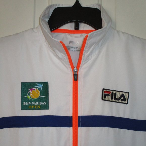FILA Unisex L/S BNP Paribas Open White Orange Tennis Windbreaker NWOT - XS - Picture 2 of 3